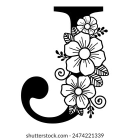 Luxurious Alphabet J, Decorative Letter, Vector Art