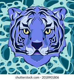 Luxurious aquatic tiger. blue tiger in the water.
for the design of holiday cards in 2022. for textiles, banners, logos and much more