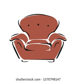 Luxurious armchair with high backrest vector illustration isolated on white background. Gilded royal throne, exclusive old carved furniture from expensive materials icon