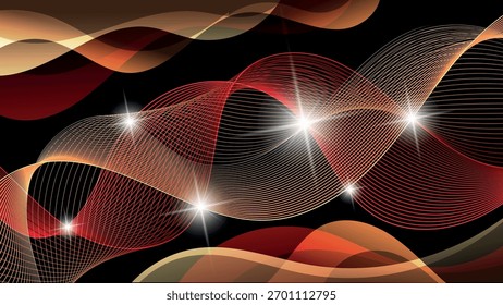 Lujoso fondo de arte en tonos oscuros. Una composición futurista de líneas entrelazadas caóticamente, rayas onduladas y Formas fluidas. Una Plantilla para tus proyectos. Vector.