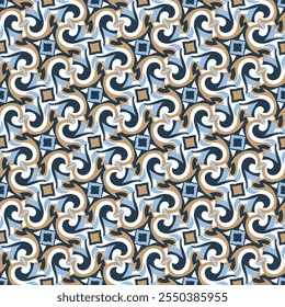 Luxurious art seamless pattern. Art forms are grouped and arranged in a specific order. Vector image for print, textile, packaging, interior design and your other projects.