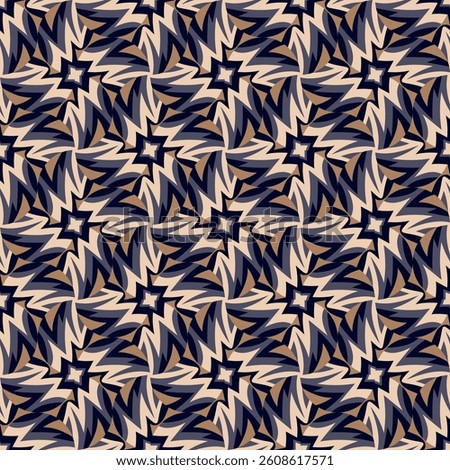 Luxurious art seamless pattern. Overlapping art forms, stripes, polygons, segments are grouped and arranged in a certain order. Vector. 