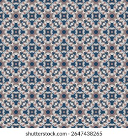 Luxurious art seamless pattern in soft tones. Art forms are grouped and arranged in a specific order. Vector image for print, textile, packaging, interior design and your other projects.
