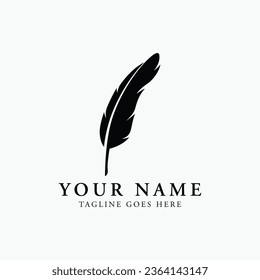 Luxurious author's feather logo with a creative idea. Inspired by the author, quill feather.