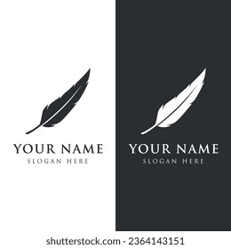 Luxurious author's feather logo with a creative idea. Inspired by the author, quill feather.