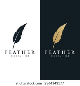 El lujoso logo de la pluma del autor con una idea creativa. Inspirada por el autor, plumas de codorniz.