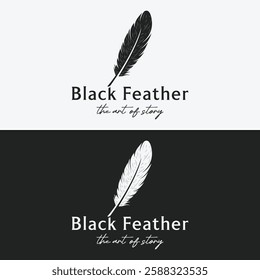 Luxurious author's feather logo with a creative idea. Inspired by the author, quill feather.