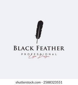 Luxurious author's feather logo with a creative idea. Inspired by the author, quill feather.