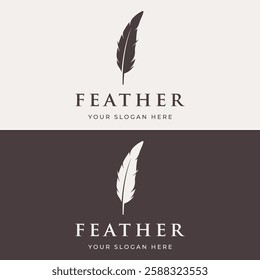 Luxurious author's feather logo with a creative idea. Inspired by the author, quill feather.