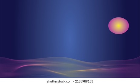 Luxurious background with attractive line curves. Abstract landscape contemporary aesthetic background. Vector illustration. Wavy line and moon pattern concept