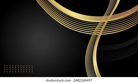 Luxurious background, with black combined with golden curved lines