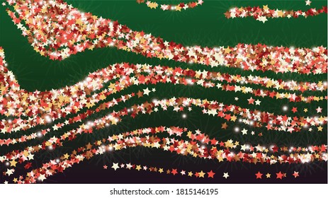 Luxuriöser Hintergrund mit Confetti von Glitter Particles. Frische Lichter Textur. Neujahrsmuster. Lichtpunkte. Sternstaub. Explosion von Confetti. Design für Print.