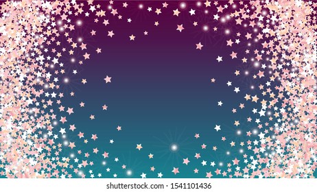 Luxurious Background with Confetti of Glitter Star Particles. Sparkle Lights Texture. Birthday pattern. Light Spots. Star Dust. Christmass Design. Explosion of Confetti. Design for Magazine.