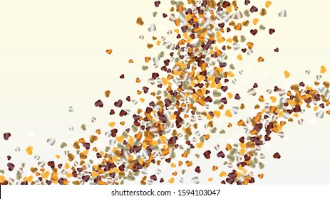 Luxurious Background with Confetti of Hearts Glitter Particles. St. Valentine Day. Disco pattern. Light Spots. Explosion of Confetti. Glitter Vector Illustration. Design for Poster.