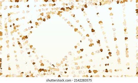Luxurious Background with Confetti of Hearts Glitter Particles. St. Valentine Day. Anniversary pattern. Light Spots. Explosion of Confetti. Glitter Vector Illustration. Design for Flyer.