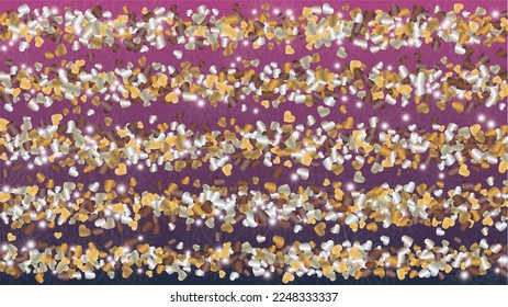 Luxurious Background with Confetti of Hearts Glitter Particles. St. Valentine Day. Celebration pattern. Light Spots. Explosion of Confetti. Glitter Vector Illustration. Design for Banner.
