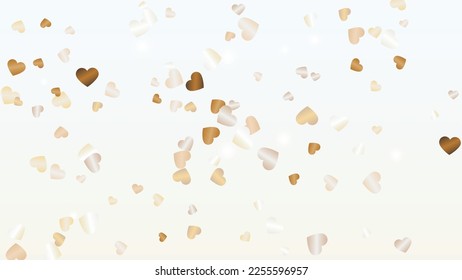 Luxurious Background with Confetti of Hearts Glitter Particles. St. Valentine Day. Anniversary pattern. Light Spots. Explosion of Confetti. Glitter Vector Illustration. Design for Invitation.