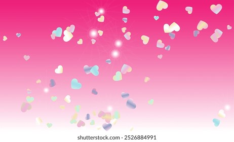 Luxurious Background with Confetti of Hearts Glitter Particles. St. Valentine Day. Holiday pattern. Light Spots. Explosion of Confetti. Glitter Vector Illustration. Design for Card.