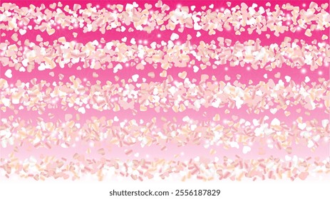 Luxurious Background with Confetti of Hearts Glitter Particles. St. Valentine Day. Birthday pattern. Light Spots. Explosion of Confetti. Glitter Vector Illustration. Design for Sale.