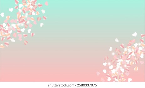 Luxurious Background with Confetti of Hearts Glitter Particles. St. Valentine Day. Christmas pattern. Light Spots. Explosion of Confetti. Glitter Vector Illustration. Design for Cover.