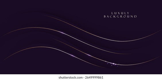 A luxurious background featuring a black or dark purple background with thin curved lines in soft colors and sparkles, giving a luxurious and elegant feel.