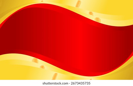 Un fondo lujoso con ondas rojas y doradas. Ideal para marcas de alta gama, temas de vacaciones, premios y presentaciones elegantes