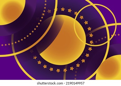 a luxurious background of geometric shapes in purple and black colors and golden lines.