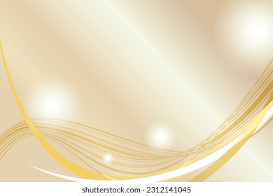 A luxurious background material with a gold base featuring gold curves and decoration by light.