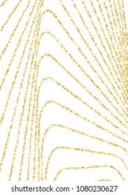 Luxurious background with shiny golden confetti dots, yellow round sequins. Curved lines of golden sand on a white background. Abstract vector pattern, element for design.