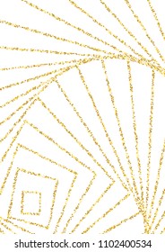Luxurious background with shiny golden confetti dots, yellow round sequins. Curved lines of golden sand on a white background. Abstract vector pattern, element for design.