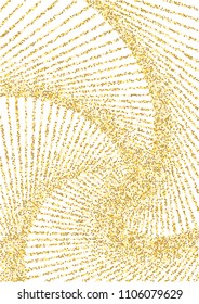 Luxurious background with shiny golden confetti dots, yellow round sequins. Curved lines of golden sand on a white background. Abstract vector pattern, element for design.