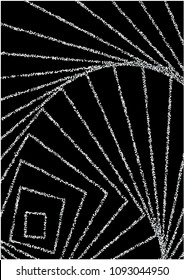 Luxurious background with shiny silver confetti dots, shiny round sparkles. Curved lines of silvery sand on a black background. Abstract vector pattern, element for design.