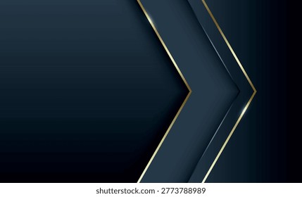 Luxurious background with sparkling golden arrow-style lines. Premium design with elegant line decoration and shadow effect. Magnificent vector template with empty space for text. VOL.2