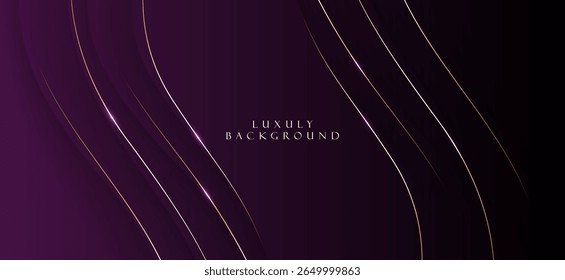 A luxurious background using a combination of black and dark purple tones creates a luxurious and mysterious feeling. This background has beautiful and high-end thin curved lines.