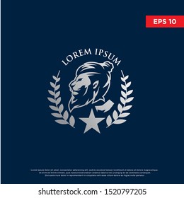 luxurious barber lion logo, template icon design