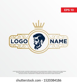 luxurious barber skull logo, template icon design
