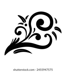 Luxurious baroque calligraphy, modern classic touches, leaf decoration and retro patterns on a white background