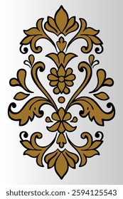 Luxurious Baroque Filigree Design in Gold and Brown Vector Art for Stock.
