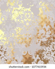 Luxurious Baroque golden pattern background Vector. Ornamented texture luxury design. Vintage Royal textile decor in rich gold