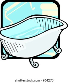 Luxurious bathtub.Pantone colors.Vector illustration