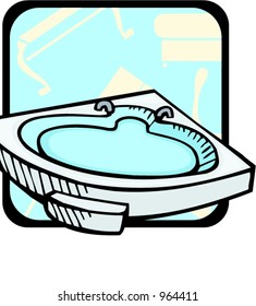 Luxurious bathtub.Pantone colors.Vector illustration