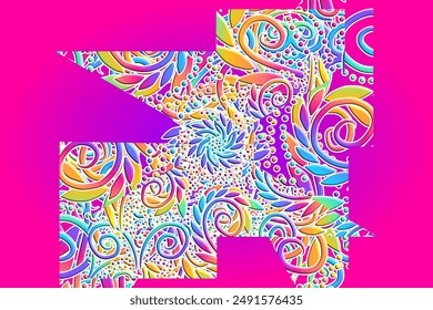 Luxurious batik flower line art pattern of indonesian culture traditional caleidoscope 