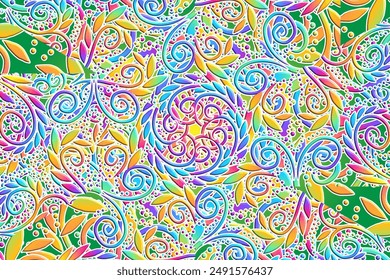 Luxurious batik flower line art pattern of indonesian culture traditional caleidoscope 