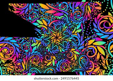 Luxurious batik flower line art pattern of indonesian culture traditional caleidoscope 