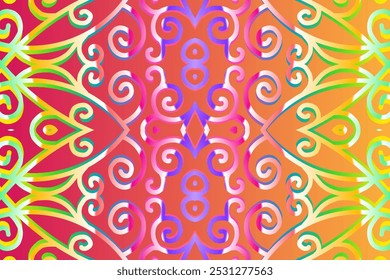 Luxurious batik flower line art dayak  pattern of indonesian culture traditional 