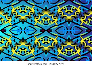 Luxurious batik flower line art dayak  pattern of indonesian culture traditional 