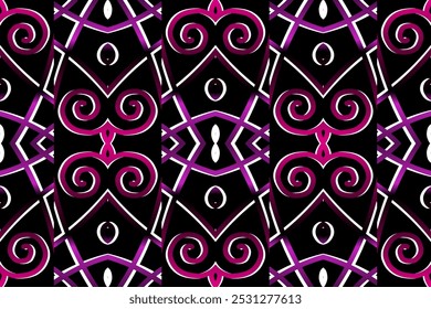 Luxurious batik flower line art dayak  pattern of indonesian culture traditional 