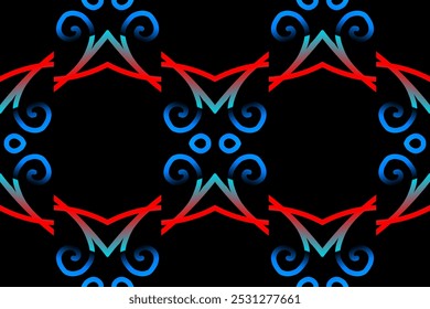 Luxurious batik flower line art dayak  pattern of indonesian culture traditional 