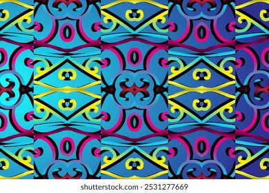 Luxurious batik flower line art dayak  pattern of indonesian culture traditional 