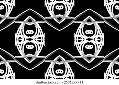 Luxurious batik flower line art dayak  pattern of indonesian culture traditional 